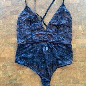 Auden Lace Bodysuit - Black and Pink M